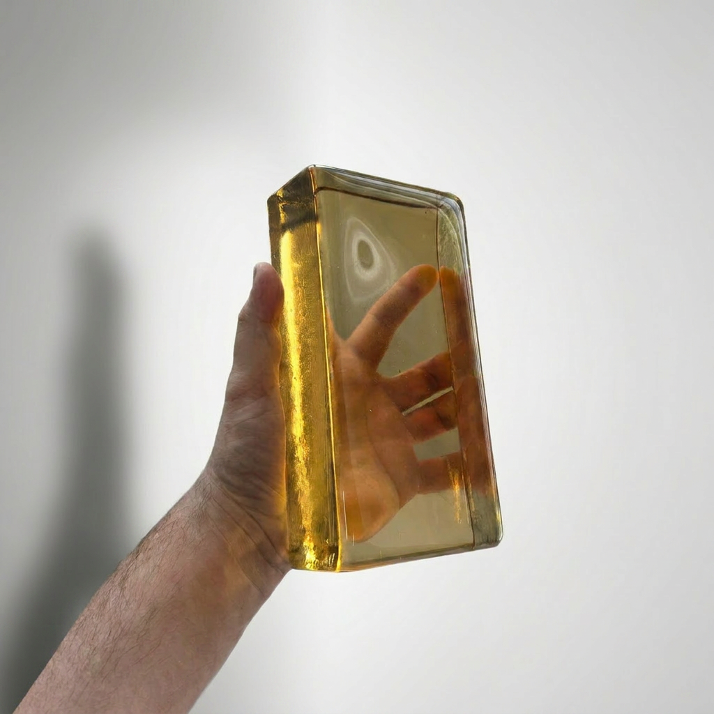 Solid Glass Brick – Transparent Champagne