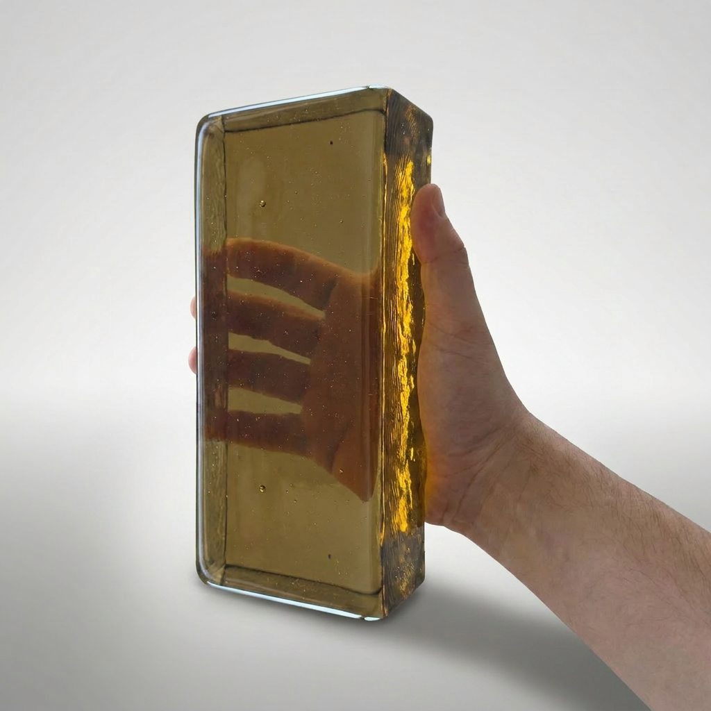 Solid Glass Brick – Transparent Gold