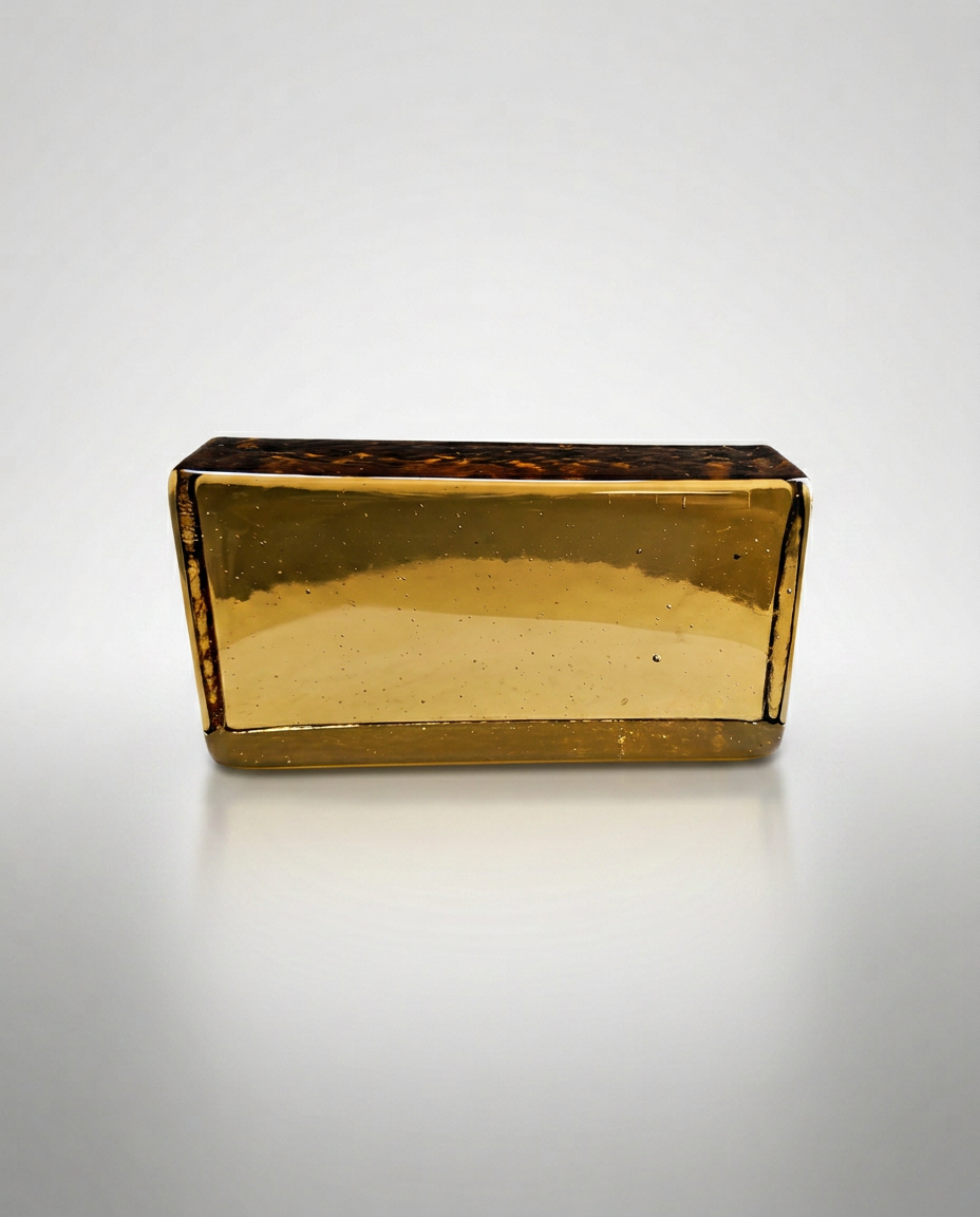 Solid Glass Brick – Transparent Gold