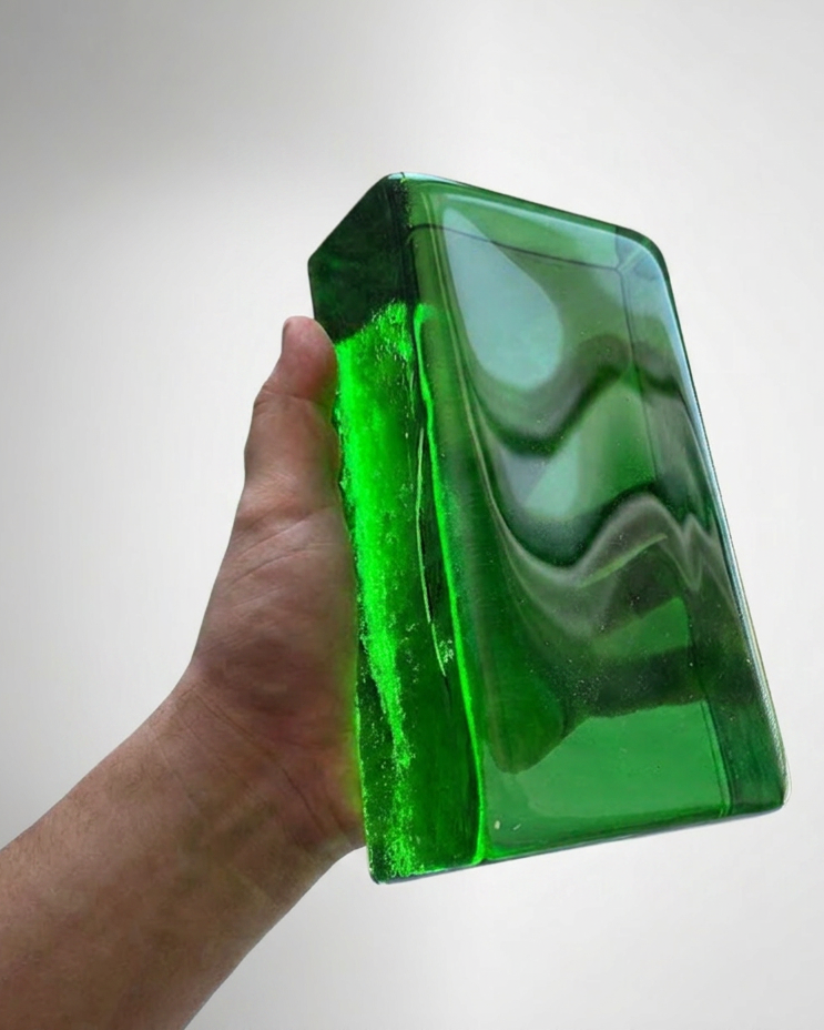 Solid Glass Brick – Transparent Emerald