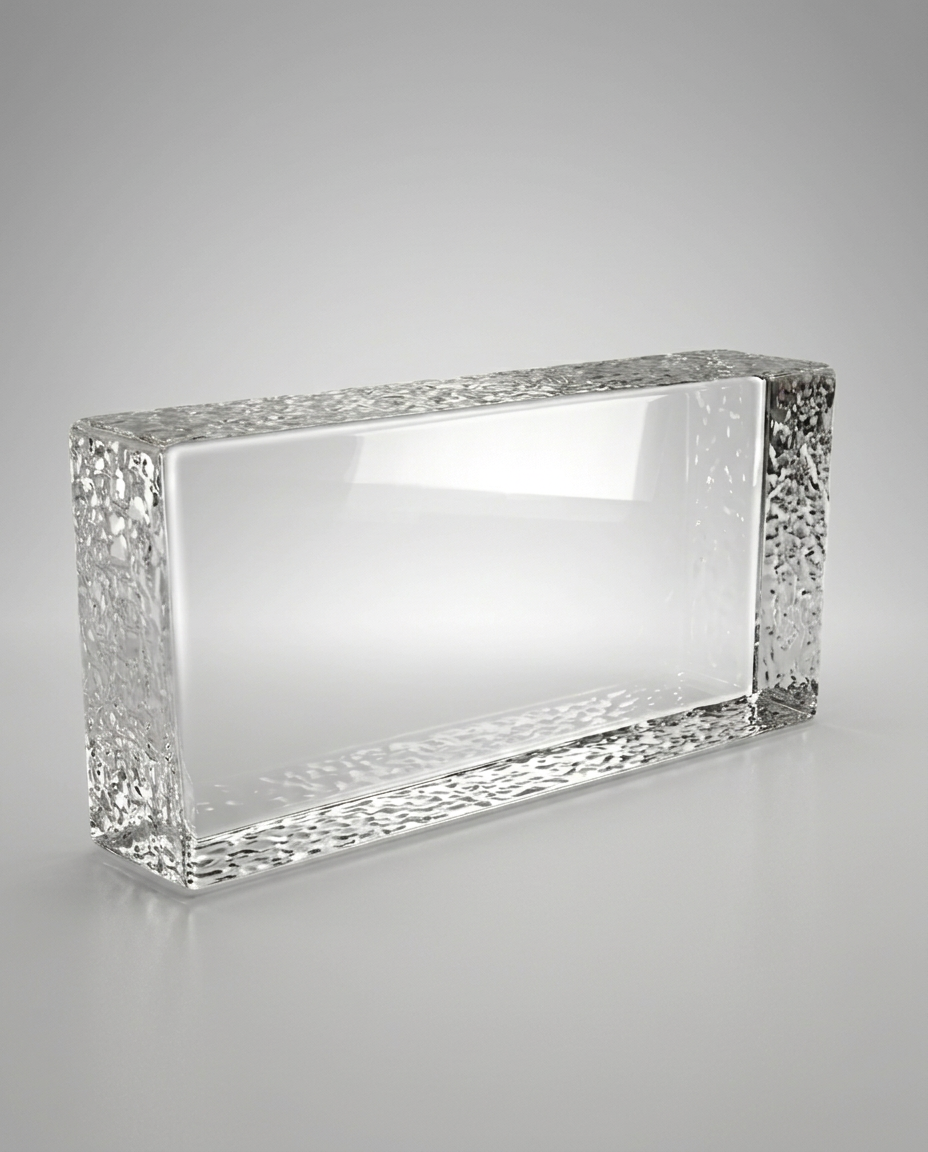 Orange Peel Sides texture solid glass brick 200mm – detail view 2
