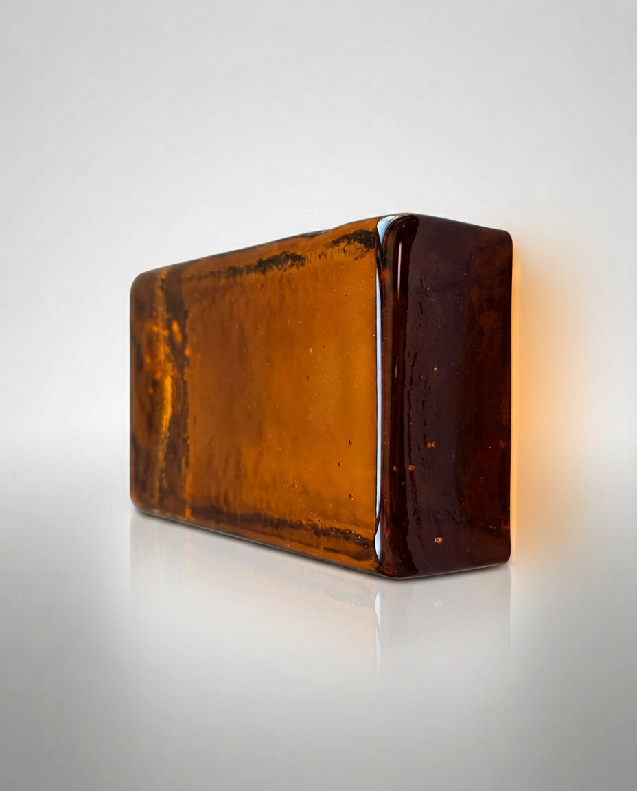 Solid Glass Brick – Transparent Amber