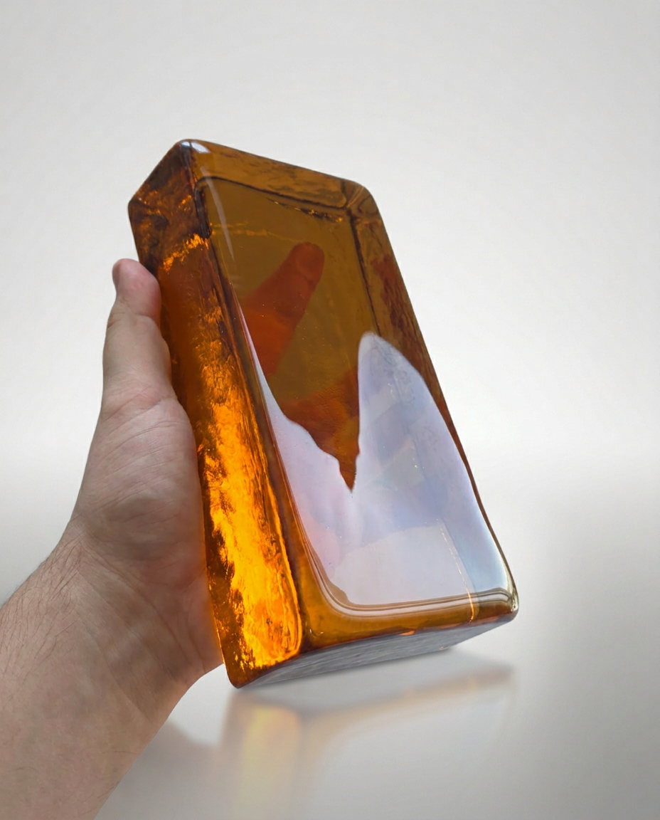 Solid Glass Brick – Transparent Amber